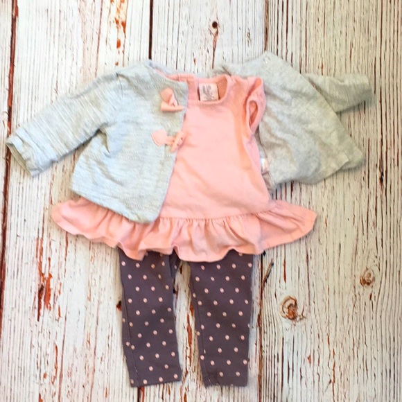 3-Piece Catherine Maladrino Mini Outfit Pink Gray 3 - 6 Months - Picture 1 of 10